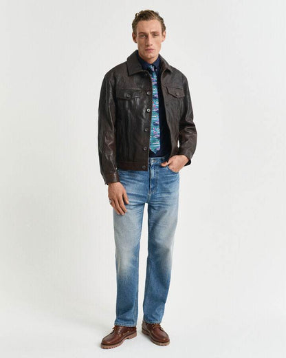 Gant Regular Fit Classic Poplin Short Sleeve Shirt - Marine time__1733825428__202501-3000101-410-look-fv-1