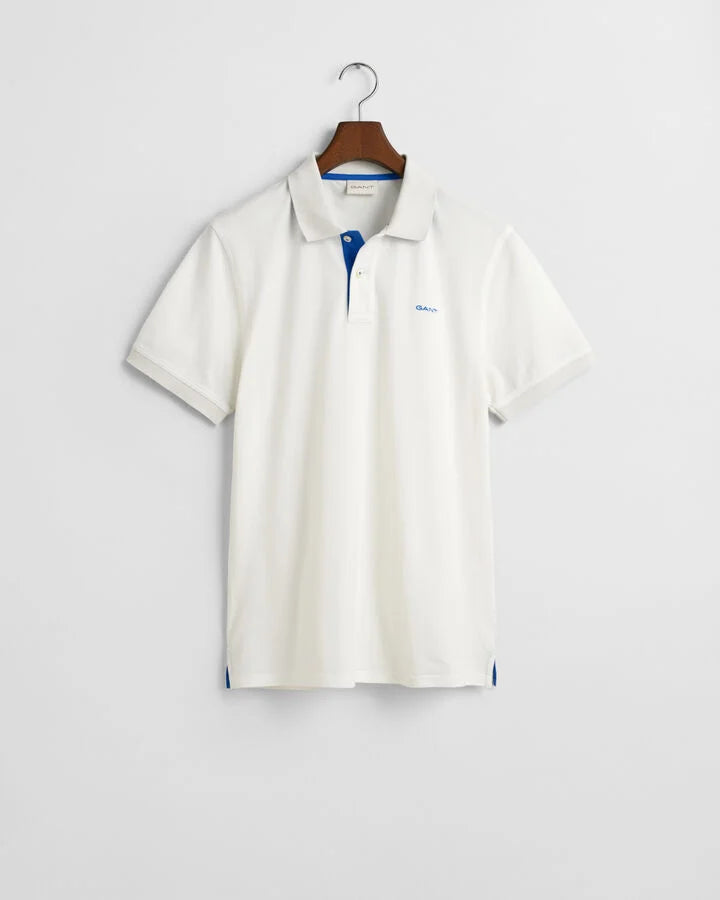 Gant Contrast Piqué Polo Shirt - Eggshell time__1743072661__202503-2062026-113-flat-fv-1