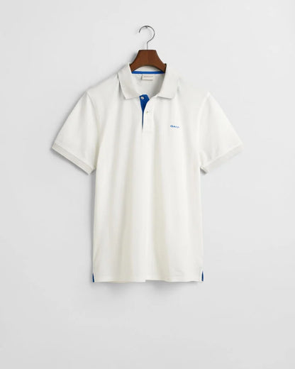 Gant Contrast Piqué Polo Shirt - Eggshell time__1743072661__202503-2062026-113-flat-fv-1