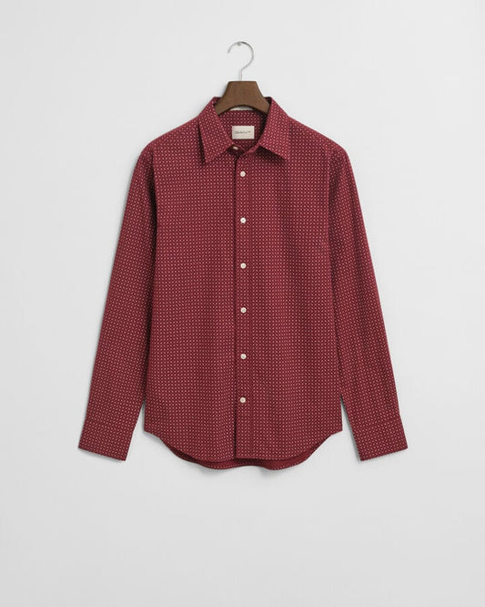 Gant Regular Fit Micro Print Shirt - Plumped Red time__1744876203__202503-3250219-604-flat-fv-1