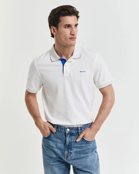 Gant Contrast Piqué Polo Shirt - Eggshell time__1746549962__202503-2062026-113-model-fv-1
