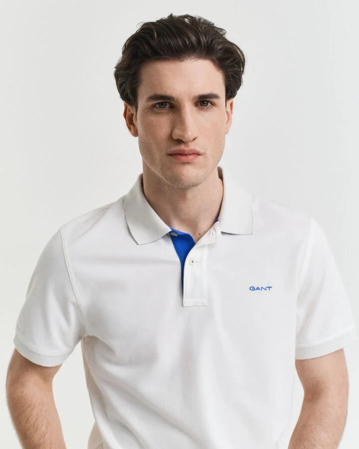 Gant Contrast Piqué Polo Shirt - Eggshell time__1746549987__202503-2062026-113-crmodel-fv-1