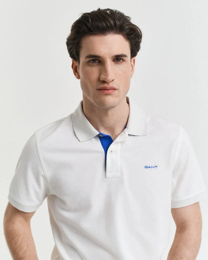Gant Contrast Piqué Polo Shirt - Eggshell time__1746549987__202503-2062026-113-crmodel-fv-1