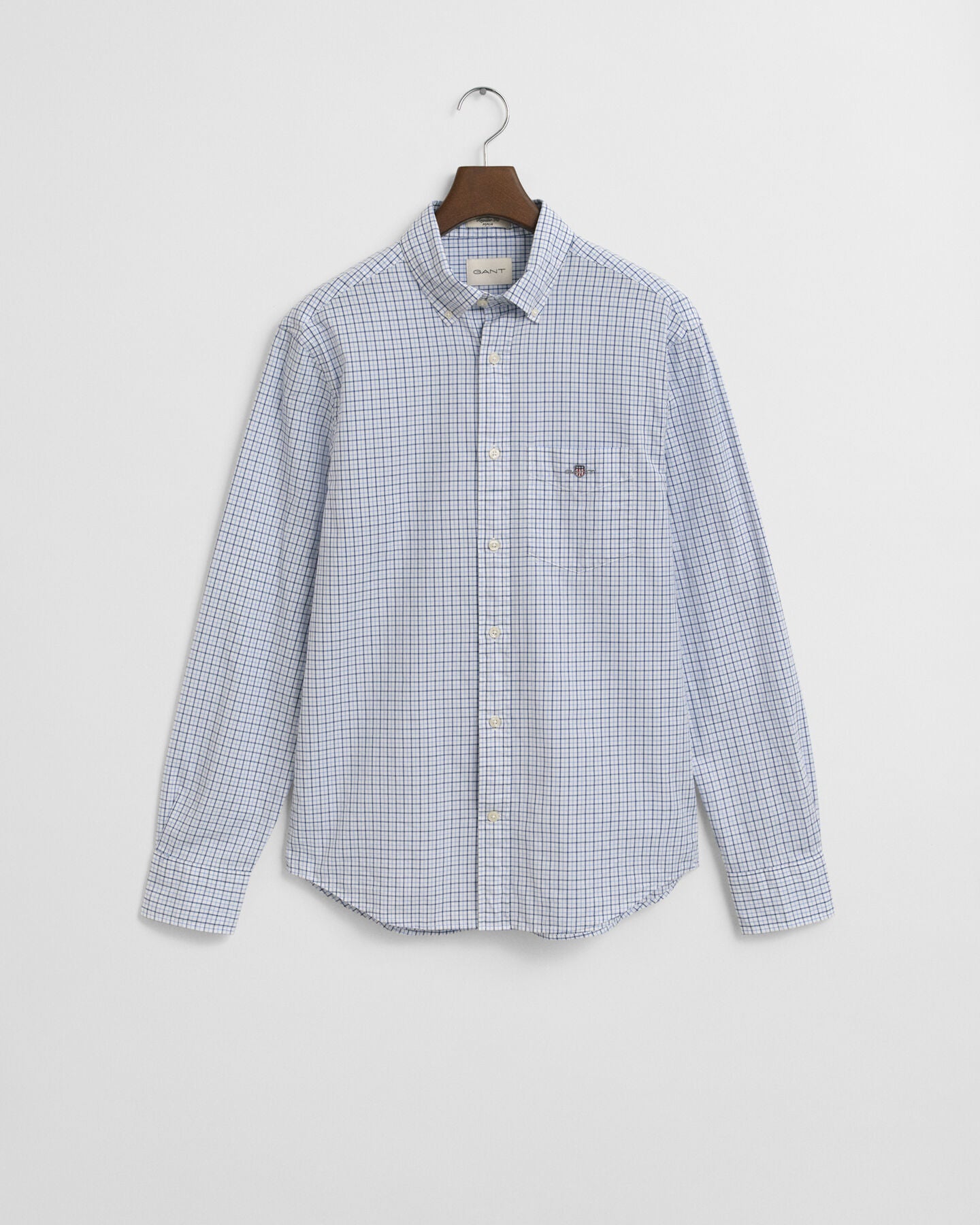 Gant Regular Fit Micro Checked Classic Poplin Shirt - Clear Sky time__1746629118__202503-3250214-427-flat-fv-1