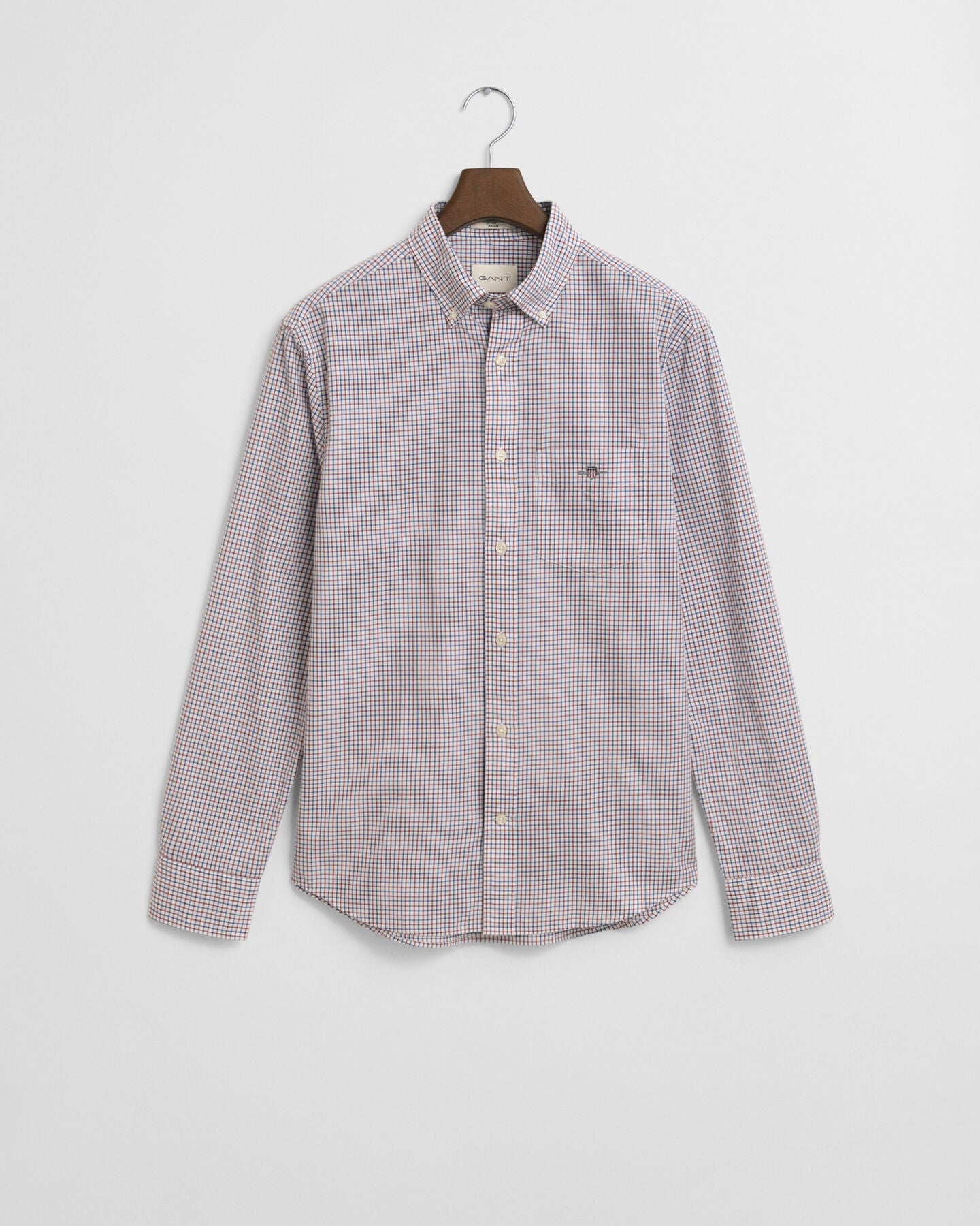 Gant Regular Fit Micro Checked Classic Poplin Shirt - Plumped Red time__1746802517__202503-3250214-604-flat-fv-1