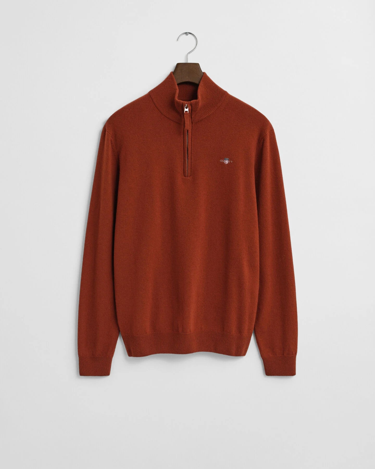 Gant Superfine Lambswool Half-Zip Sweater - Modern Rust time__1747911915__202503-87213-623-flat-fv-1