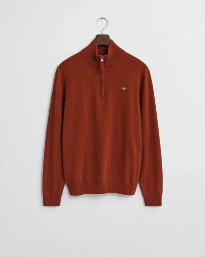 Gant Superfine Lambswool Half-Zip Sweater - Modern Rust time__1747911915__202503-87213-623-flat-fv-1