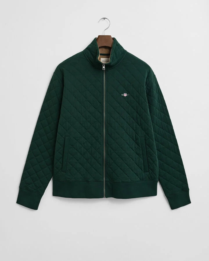 Gant Corduroy Collar Quilted Zip Sweatshirt - Tartan Green time__1748877945__202503-2067081-374-flat-fv-1