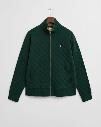 Gant Corduroy Collar Quilted Zip Sweatshirt - Tartan Green time__1748877945__202503-2067081-374-flat-fv-1