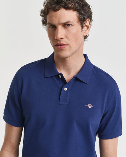 Gant Regular Fit Shield Piqué Polo Shirt - Persian Blue time__1749805528__202503-2210-423-crmodel-fv-1