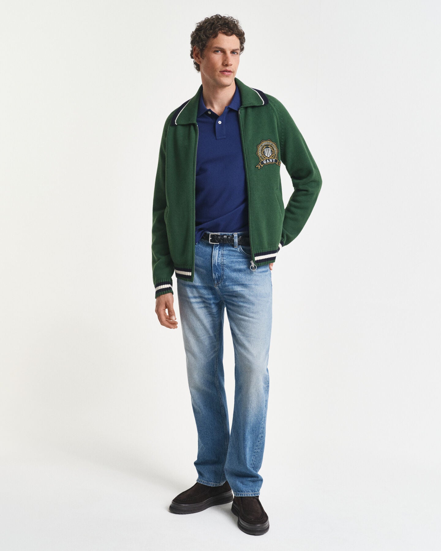 Gant Regular Fit Shield Piqué Polo Shirt - Persian Blue time__1749805528__202503-2210-423-look-fv-1