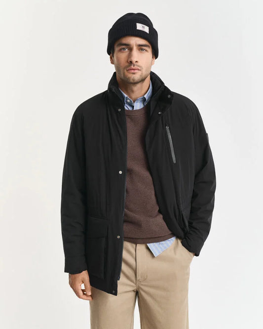 Gant Double Mid Length Jacket - Black time__1749808231__202503-7006553-005-model-fv-1