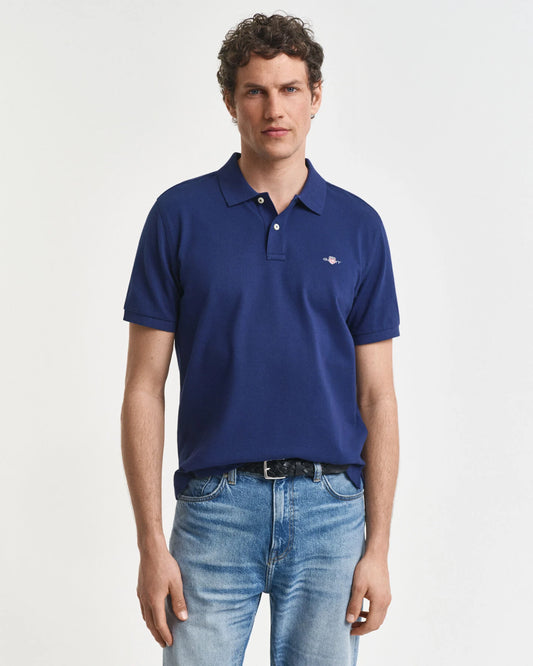 Gant Regular Fit Shield Piqué Polo Shirt - Persian Blue time__1749809407__202503-2210-423-model-fv-1