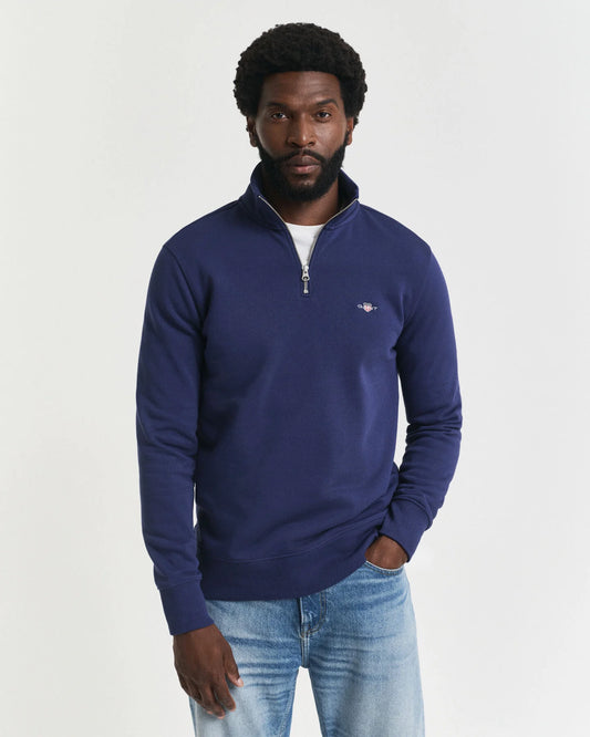 Gant Shield Half-Zip Sweatshirt - Persian Blue time__1749811203__202503-2008005-423-model-fv-1