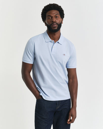 Gant Regular Fit Shield Piqué Polo Shirt - Fresh Blue time__1749811504__202503-2210-457-model-fv-1