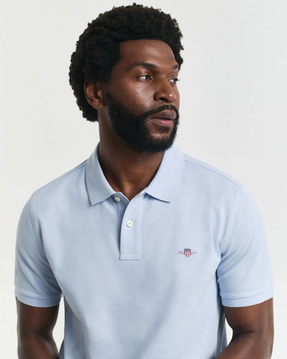 Gant Regular Fit Shield Piqué Polo Shirt - Fresh Blue time__1749811507__202503-2210-457-crmodel-fv-1