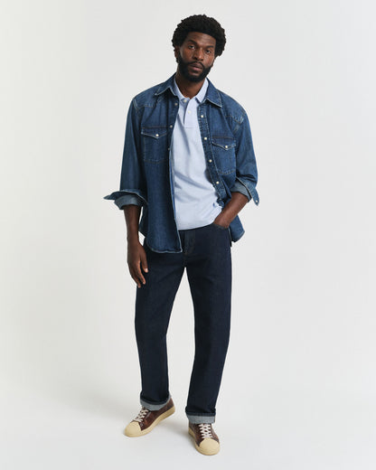 Gant Regular Fit Shield Piqué Polo Shirt - Fresh Blue time__1749811809__202503-2210-457-look-fv-1