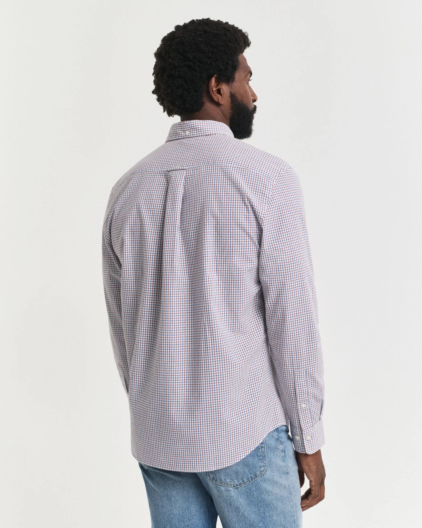 Gant Regular Fit Micro Checked Classic Poplin Shirt - Plumped Red time__1749816918__202503-3250214-604-model-bv-1