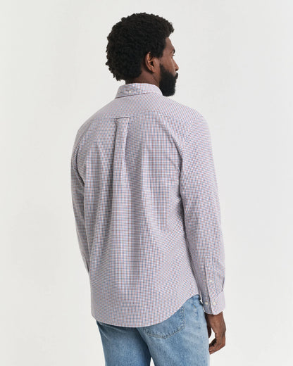Gant Regular Fit Micro Checked Classic Poplin Shirt - Plumped Red time__1749816918__202503-3250214-604-model-bv-1