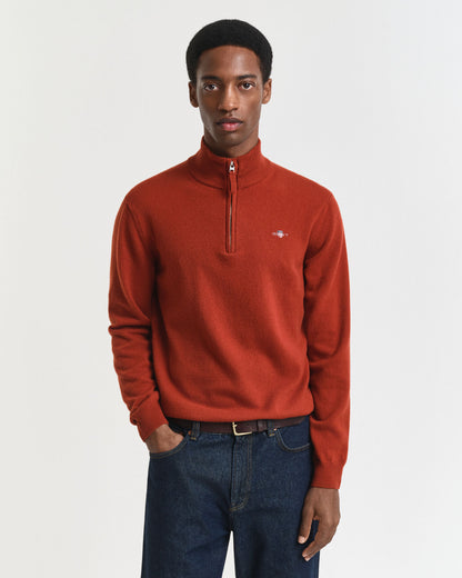 Gant Superfine Lambswool Half-Zip Sweater - Modern Rust time__1751294405__202503-87213-623-model-fv-1