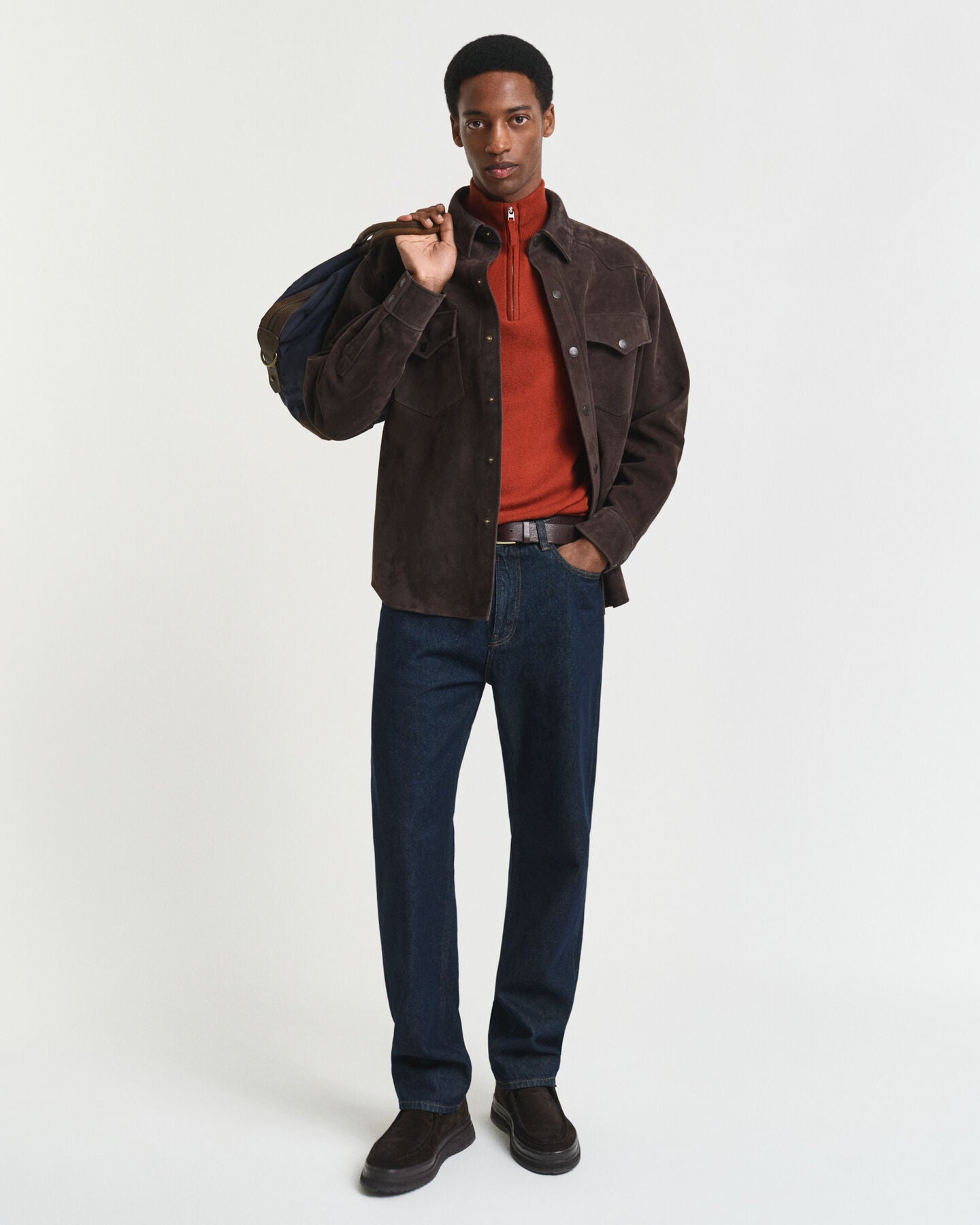 Gant Superfine Lambswool Half-Zip Sweater - Modern Rust time__1751294407__202503-87213-623-look-fv-1