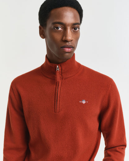 Gant Superfine Lambswool Half-Zip Sweater - Modern Rust time__1751294715__202503-87213-623-crmodel-fv-1