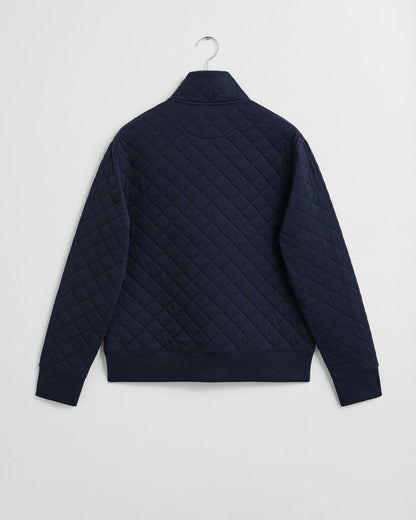 Gant Corduroy Collar Quilted Zip Sweatshirt - Evening Blue time__1751380522__202503-2067081-433-flat-bv-1