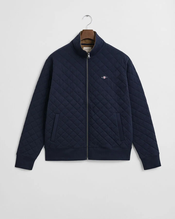Gant Corduroy Collar Quilted Zip Sweatshirt - Evening Blue time__1751444405__202503-2067081-433-flat-fv-1
