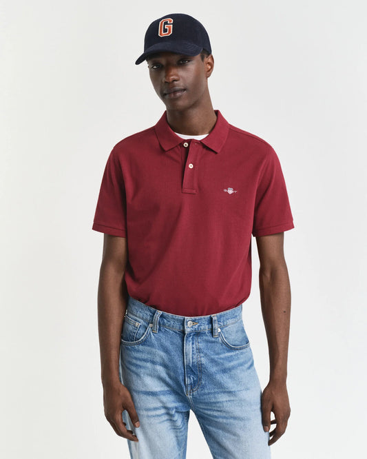 Gant Regular Fit Shield Piqué Polo Shirt - Plumped ed time__1752219021__202503-2210-604-model-fv-1