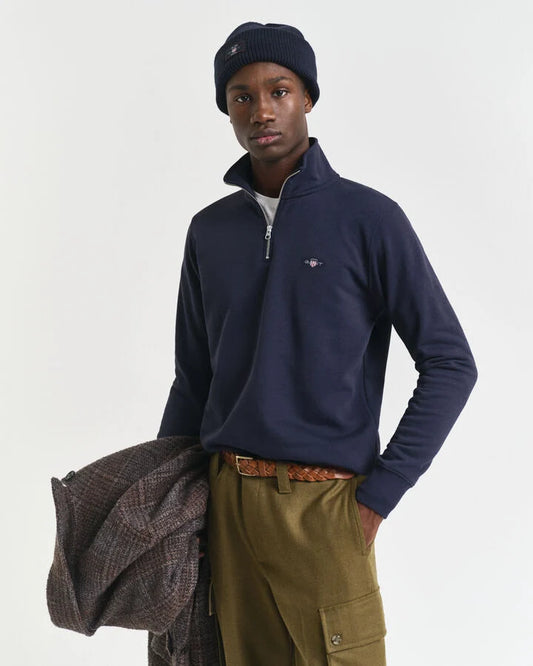 Gant Shield Half-Zip Sweatshirt - Evening Blue time__1752742206__202503-2008005-433-model-fv-1