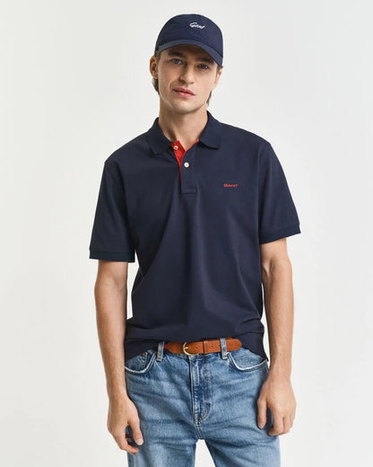 Gant Contrast Piqué Polo Shirt - Evening Blue time__1757616905__202503-2062026-433-model-fv-1