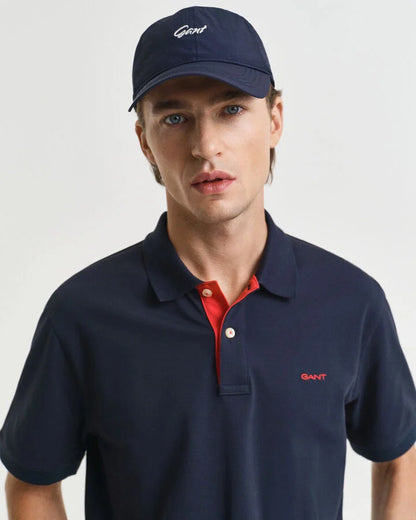 Gant Contrast Piqué Polo Shirt - Evening Blue time__1757616906__202503-2062026-433-crmodel-fv-1