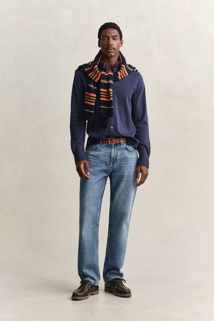 GANT Jersey Stretch Piqué Shirt - Marine time__1770815708__202602-3250271-410-look-fv-1