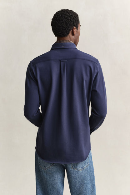 GANT Jersey Stretch Piqué Shirt - Marine time__1770815708__202602-3250271-410-model-bv-1