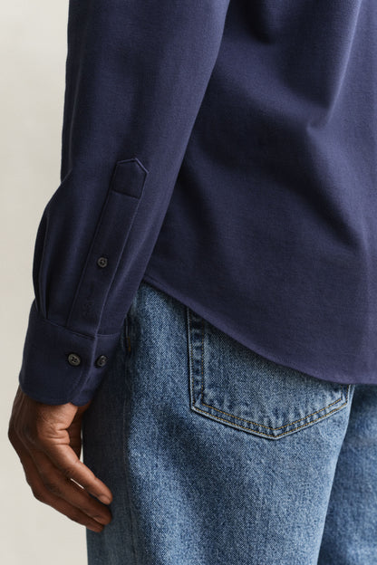 GANT Jersey Stretch Piqué Shirt - Marine time__1770815709__202602-3250271-410-crmodel-fv-2
