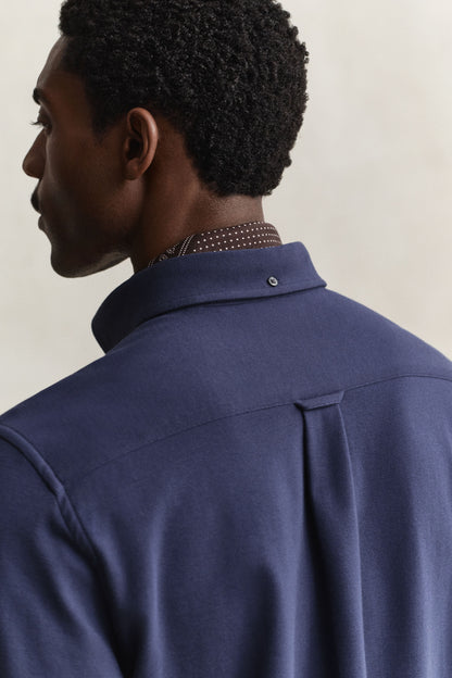 GANT Jersey Stretch Piqué Shirt - Marine time__1770815710__202602-3250271-410-crmodel-fv-1
