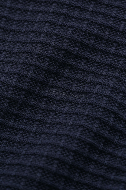 GANT Cotton Texture Half-Zip Sweater - Evening Blue time__1773328806__202602-8040256-433-detail-fv-1