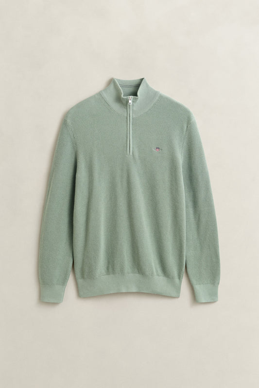 GANT Textured Cotton Half-Zip Sweater - Surplus Mint time__1773330017__202602-8030292-308-flat-fv-1