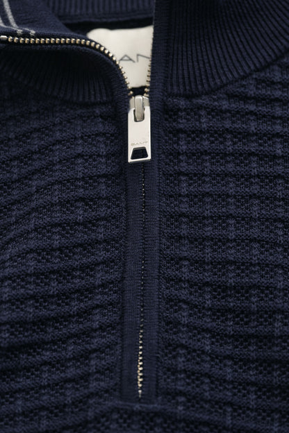 GANT Cotton Texture Half-Zip Sweater - Evening Blue time__1773330906__202602-8040256-433-detail-fv-2