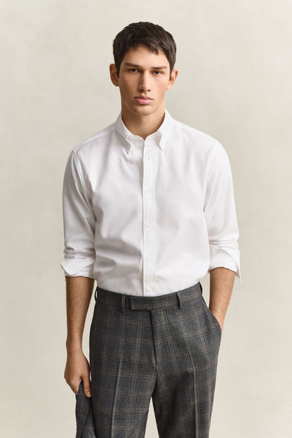 GANT Twill Dress Shirt - White time__1773669010__202602-3262032-110-model-fv-1