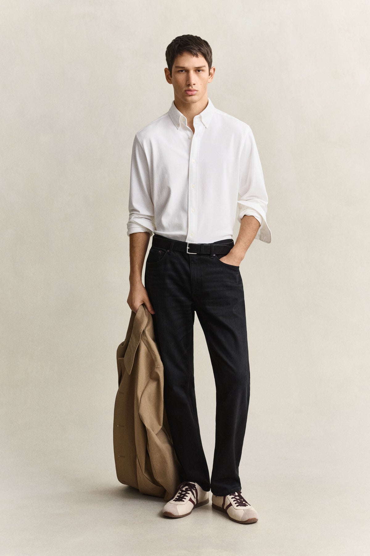 GANT Jersey Stretch Piqué Shirt - White time__1773669310__202602-3250271-110-look-fv-1
