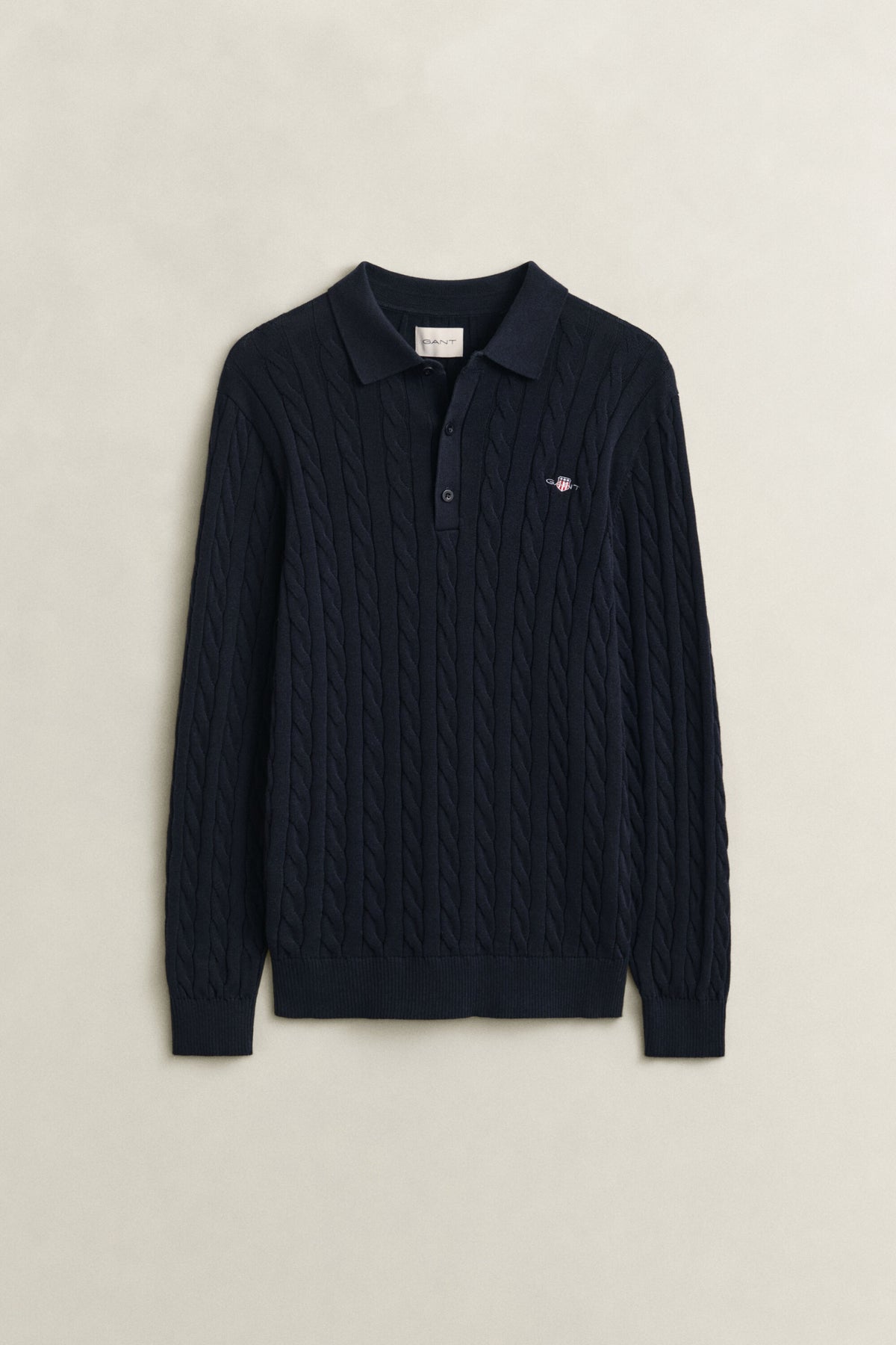 GANT Cotton Cable Knit Polo Sweater - Evening Blue time__1773940505__202602-8050616-433-flat-fv-1