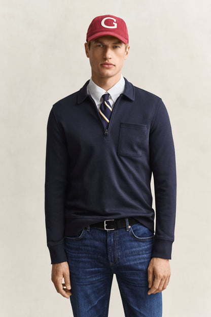 GANT Half-Zip Sweatshirt - Evening Blue time__1774967132__202602-2067155-433-model-fv-1