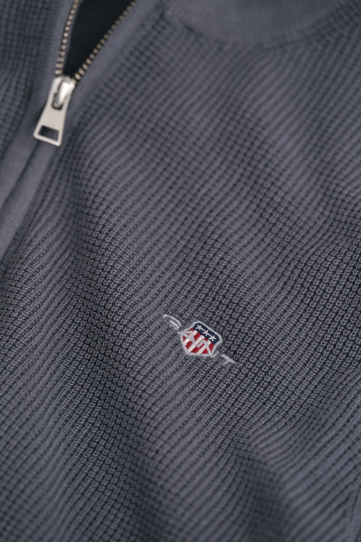 GANT Textured Cotton Half-Zip Sweater - Mid Grey time__1775721029__202602-8030292-038-detail-fv-1