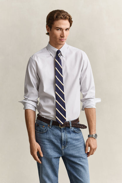 GANT Checked Twill Dress Shirt - White time__1775837112__202602-3262035-110-model-fv-1
