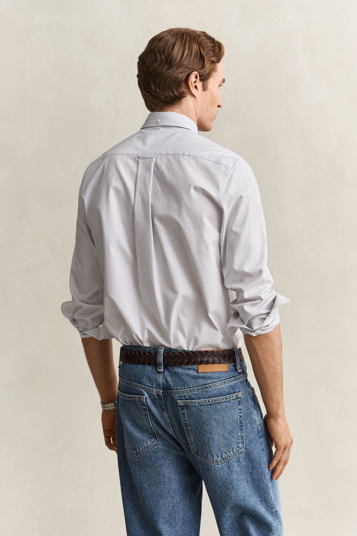 GANT Checked Twill Dress Shirt - White time__1775837113__202602-3262035-110-model-bv-1