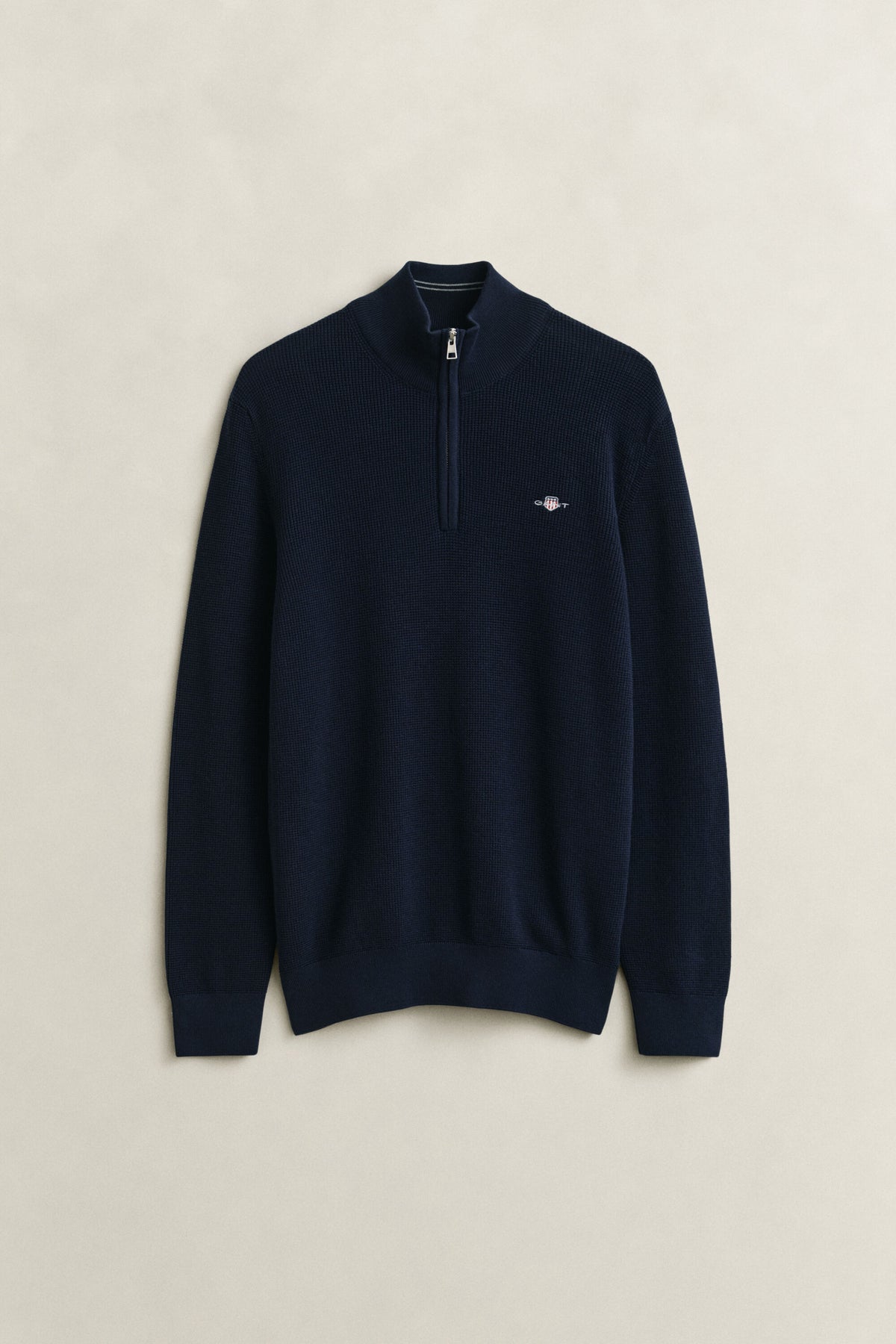 GANT Textured Cotton Half-Zip Sweater - Evening Blue time__1777316411__202602-8030292-433-flat-fv-1