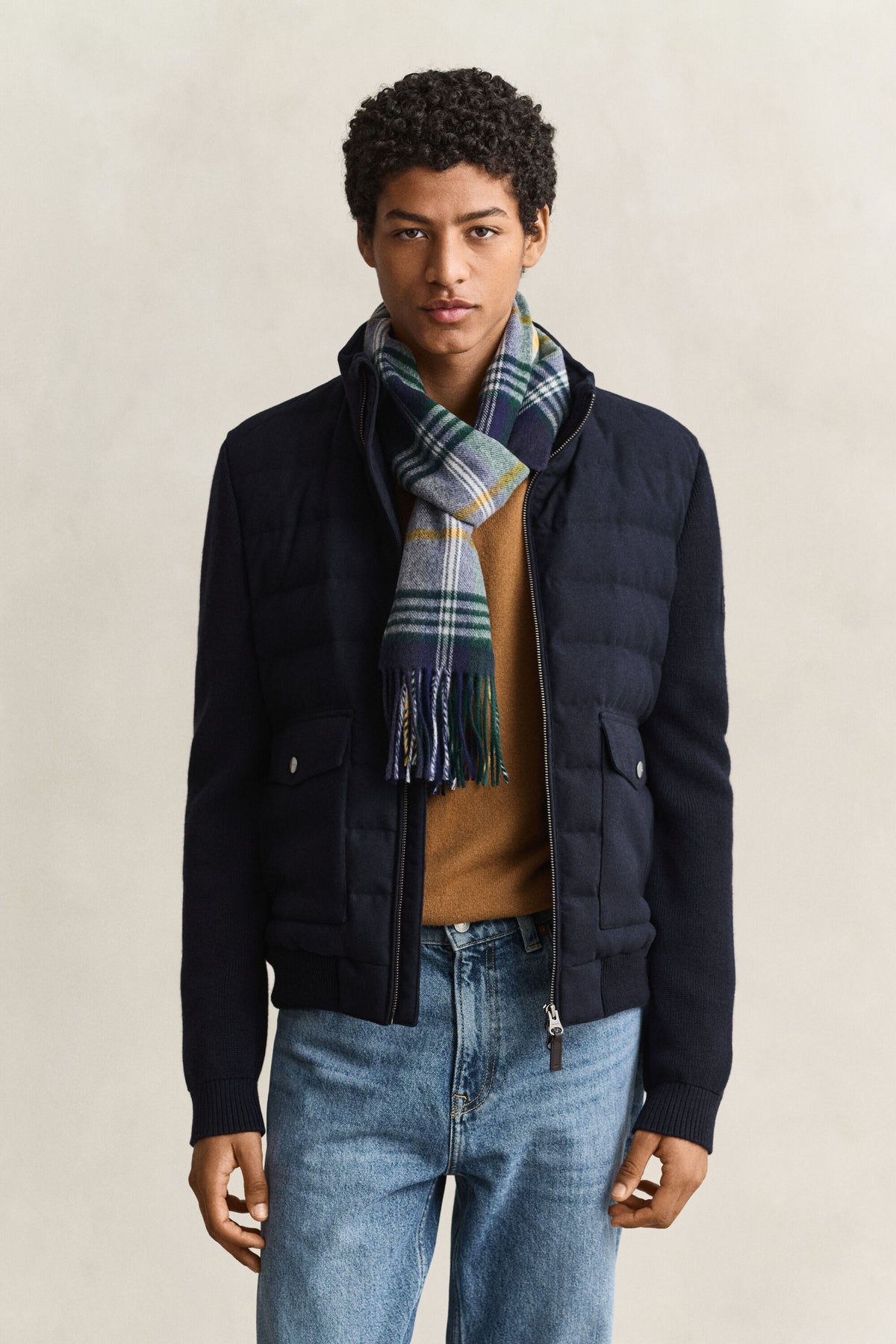 GANT Hybrid Insulated Flannel Jacket - Evening Blue time__1778145322__202603-7006647-433-model-fv-1