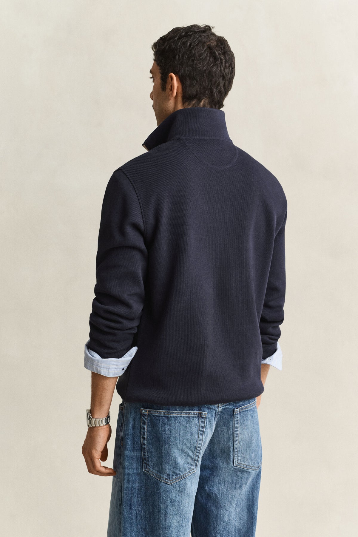 GANT Sacker Rib Half-Zip Sweatshirt time__1779364205__202603-2067160-433-model-bv-1