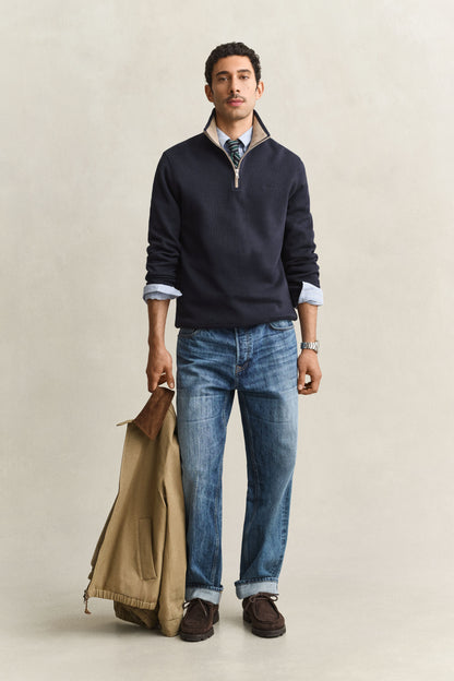 GANT Sacker Rib Half-Zip Sweatshirt time__1779364206__202603-2067160-433-look-fv-1